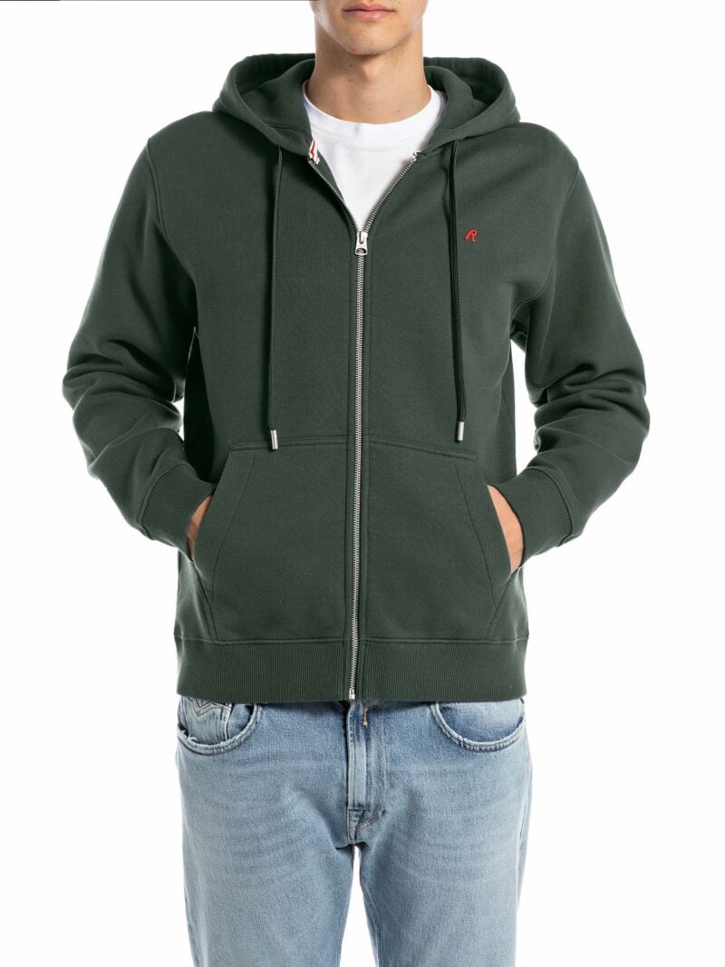 bottle green full zip hoodie