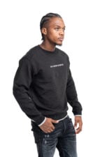 black crew neck sweatshirt with lettering embroidery