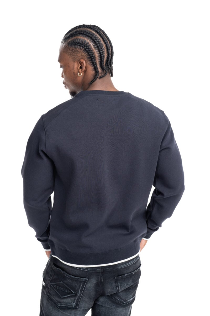 black crew neck sweatshirt with lettering embroidery