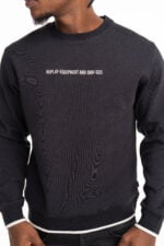 black crew neck sweatshirt with lettering embroidery