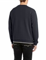 dark navy crew neck sweatshirt with lettering embroidery