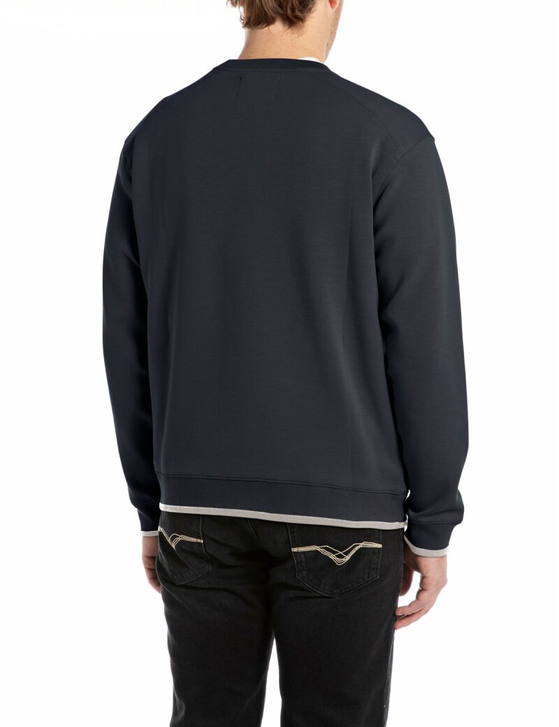 dark navy crew neck sweatshirt with lettering embroidery