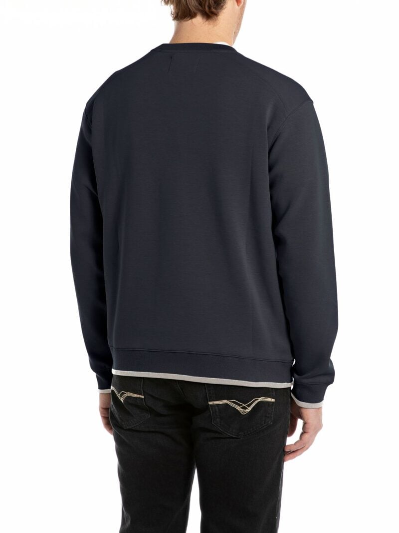 dark navy crew neck sweatshirt with lettering embroidery