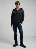 technical half zip hoodie black