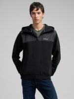 technical half zip hoodie black