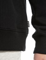black crew neck sweatshirt with lett