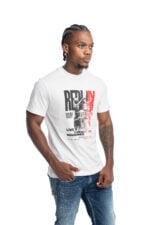 white pop badge t shirt