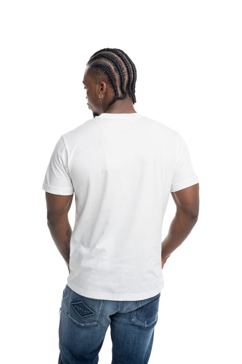 white pop badge t shirt