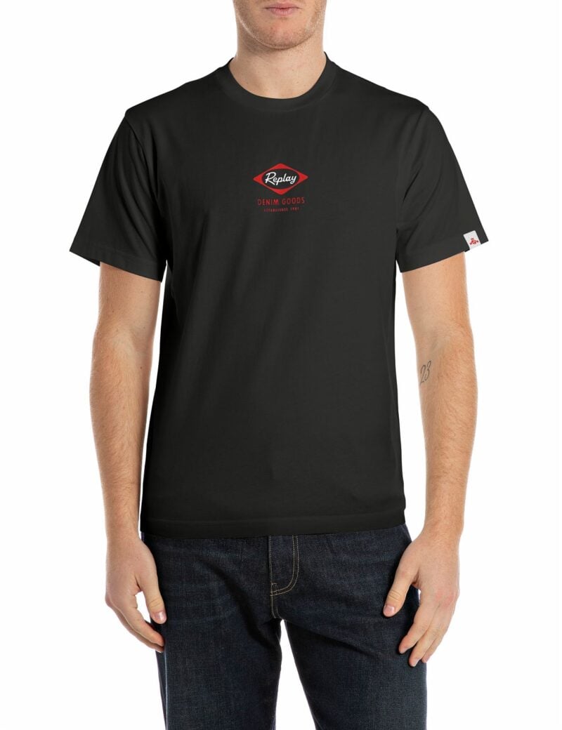 black crew neck t shirt with heritage print black crew neck t shirt with heritage print