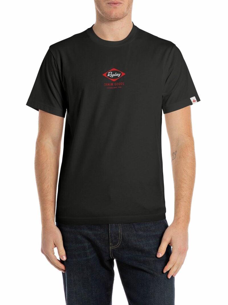 black crew neck t shirt with heritage print
