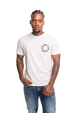 white pop badge t shirt