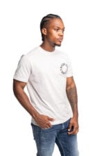 white pop badge t shirt