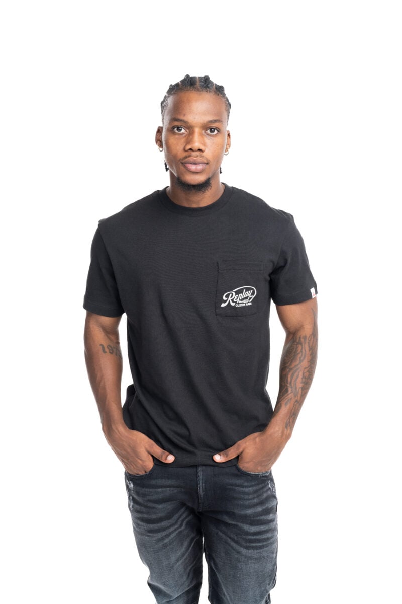 black pocket detail t shirt