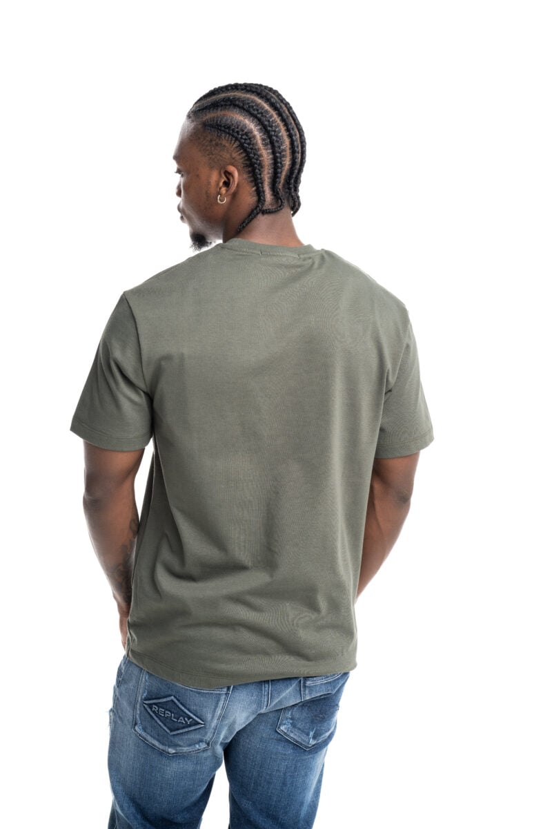 mil green embroidered crew neck t shirt