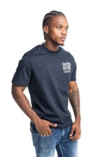deep blue rope jersey crew neck t shirt with embroidery