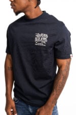 deep blue rope jersey crew neck t shirt with embroidery