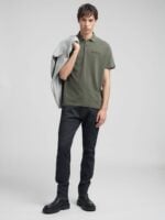 mil green cotton pique polo