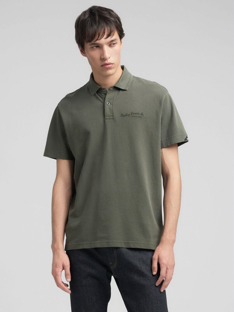 mil green cotton pique polo