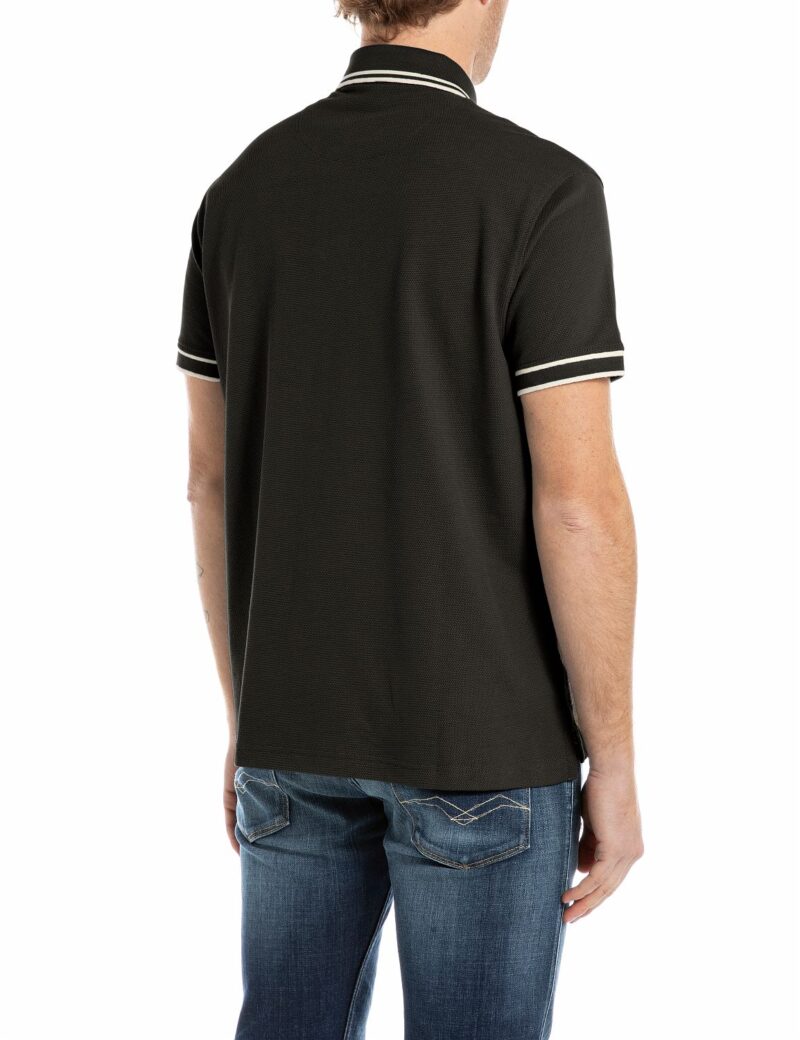 black striped trims pique polo