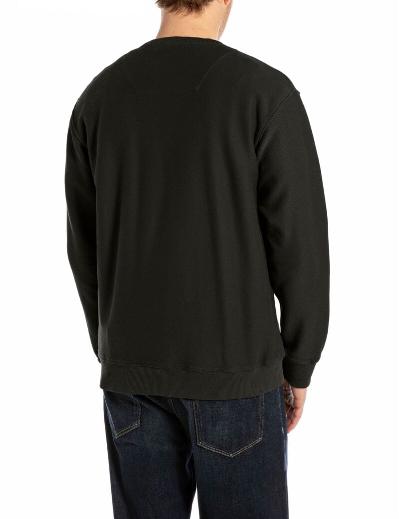 black cotton fleece sweatshirt