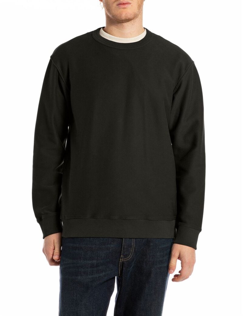 black cotton fleece sweatshirt
