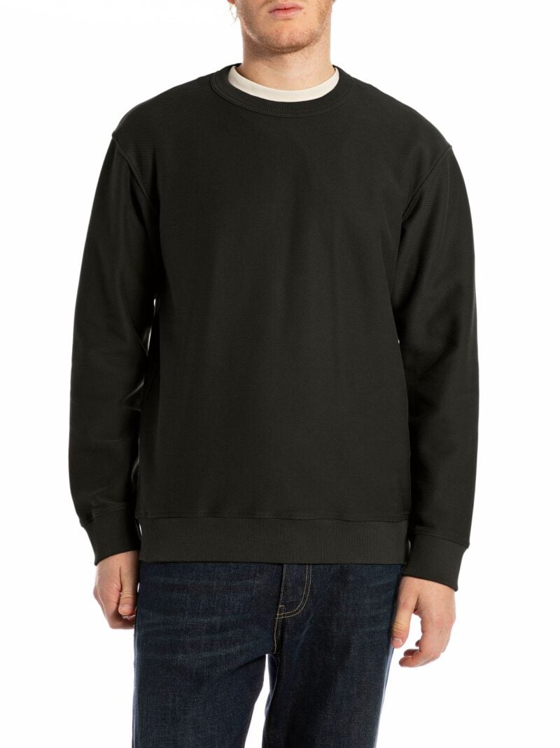 black cotton fleece sweatshirt