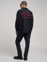 denim shirt with lettering