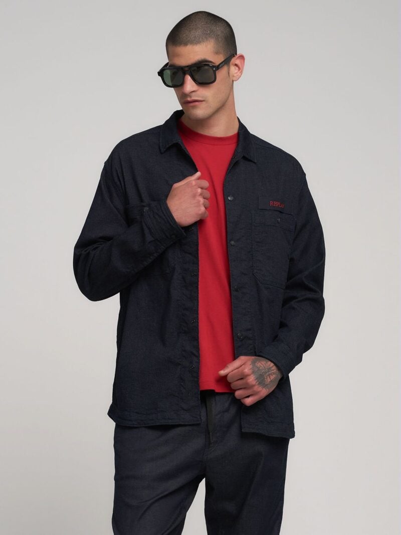 denim shirt with lettering denim shirt with lettering