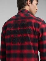denim shirt with lettering