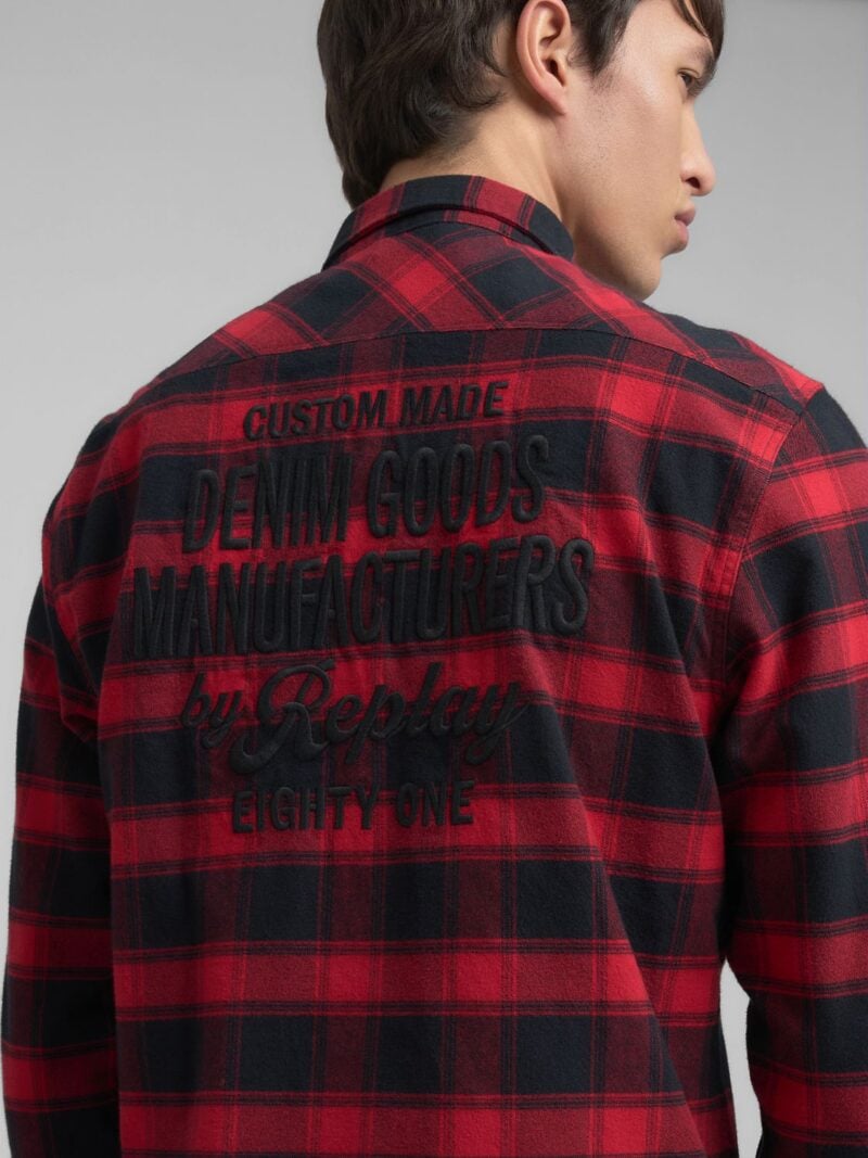denim shirt with lettering