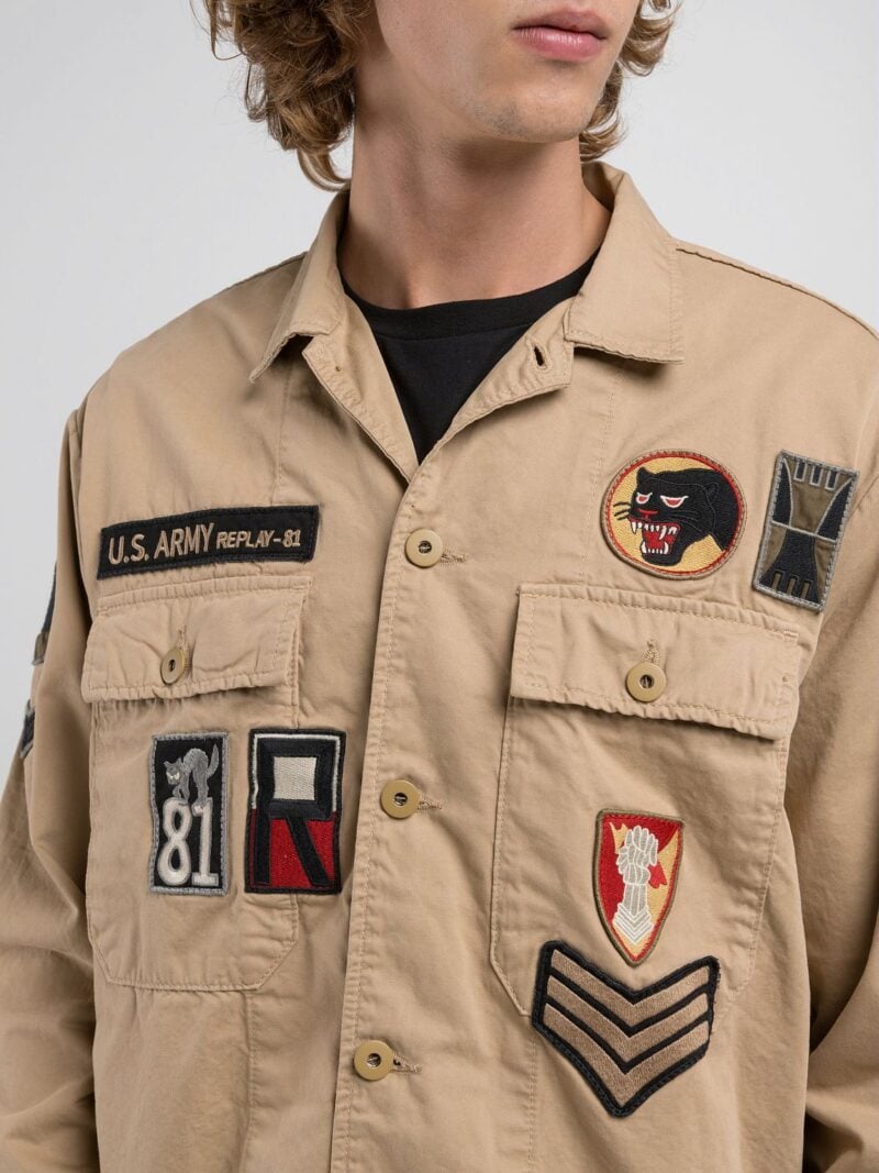 shacket with patch black