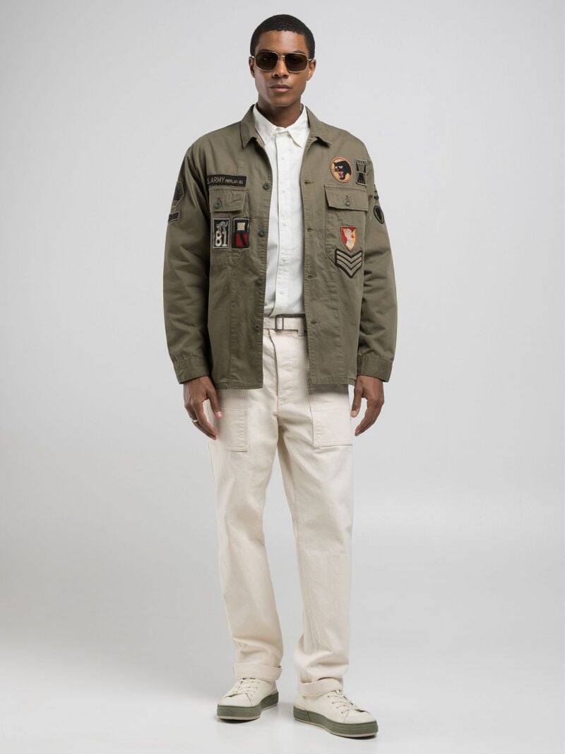 shacket with patch black