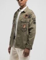 shacket with patch black