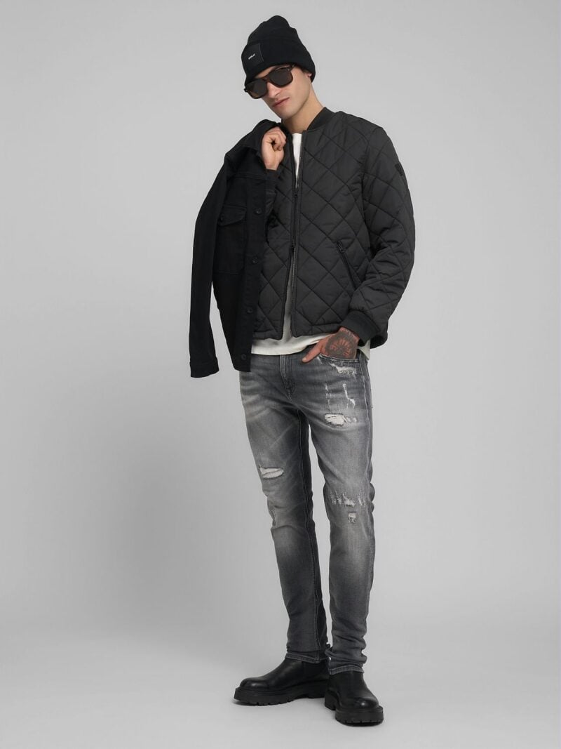 black quilted ripstop bomber jacket