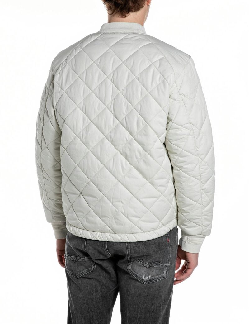 snow white quilted ripstop bomber jacket
