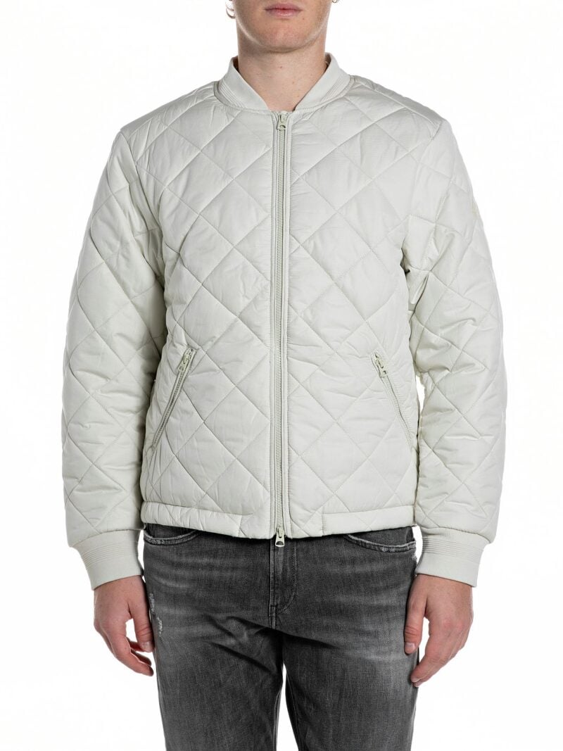 snow white quilted ripstop bomber jacket