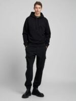 black tech fleece cargo joggers