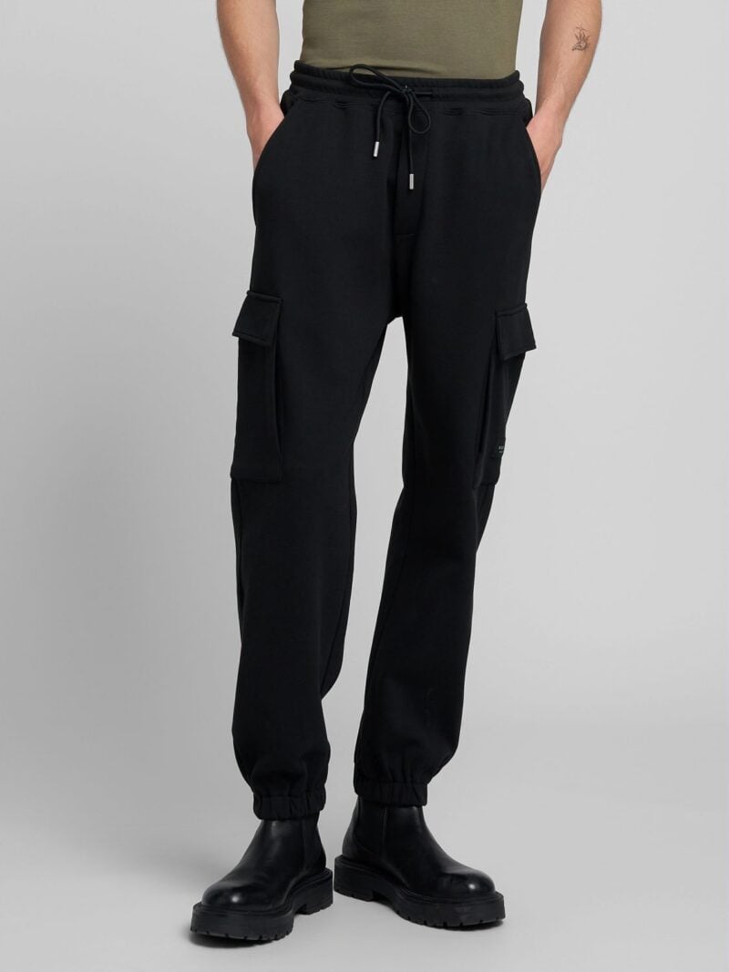 black tech fleece cargo joggers