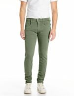 anbass slim fit 10.5 oz bull hyperflex army green stretch denim