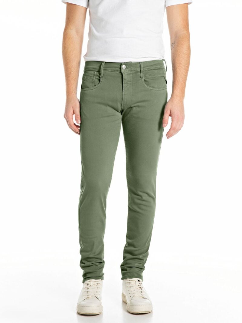 anbass slim fit 10.5 oz bull hyperflex army green stretch denim