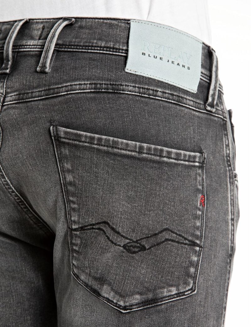 anbass slim fit dark grey stretch denim
