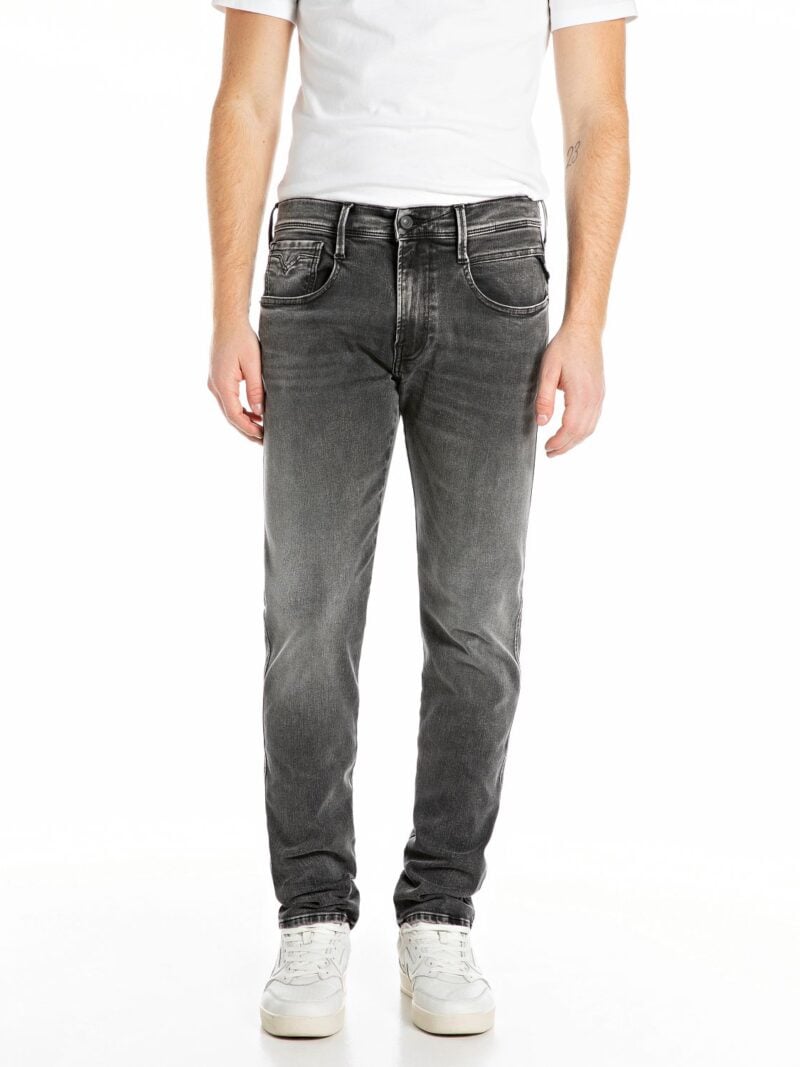 anbass slim fit dark grey stretch denim