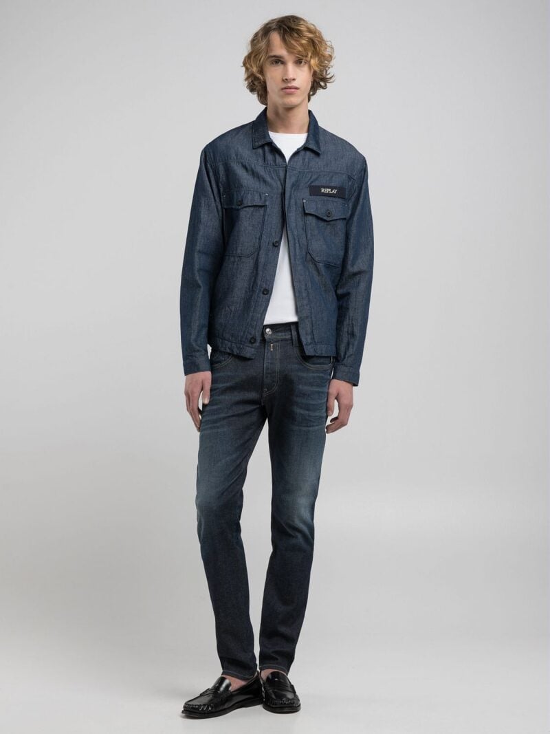 anbass slim fit dark blue stretch denim