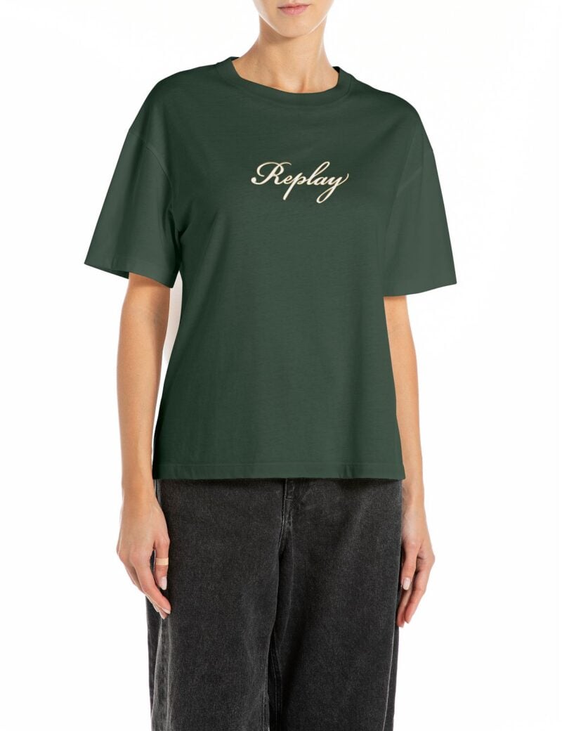 bottle green cotton crew neck t shirt