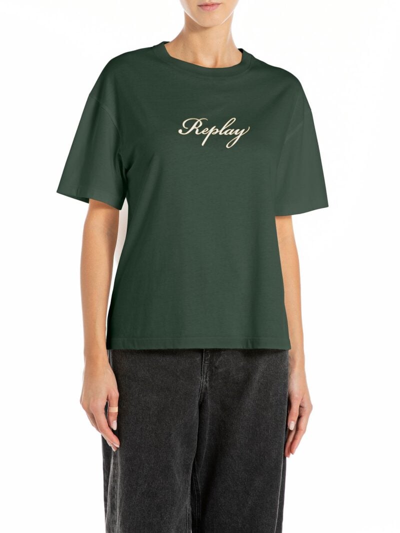 bottle green cotton crew neck t shirt