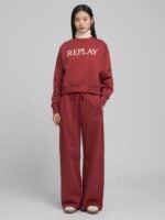 wine red relaxed fit crew neck