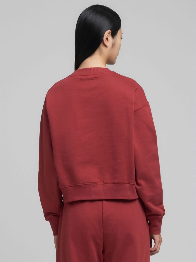 wine red relaxed fit crew neck