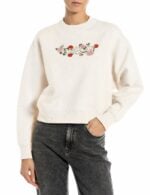 black sweatshirt with logo and rose print (copy)