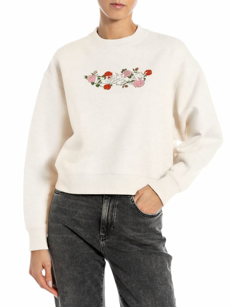 black sweatshirt with logo and rose print (copy)