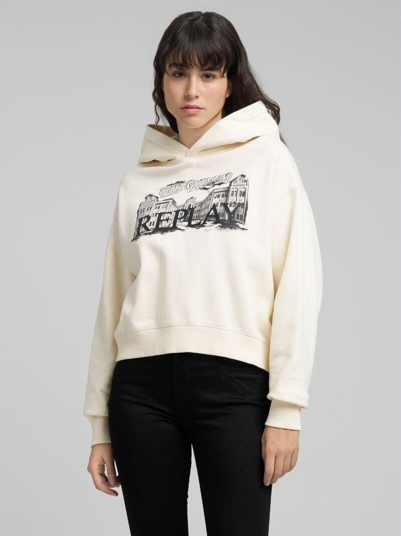 winter white graphic hoodie